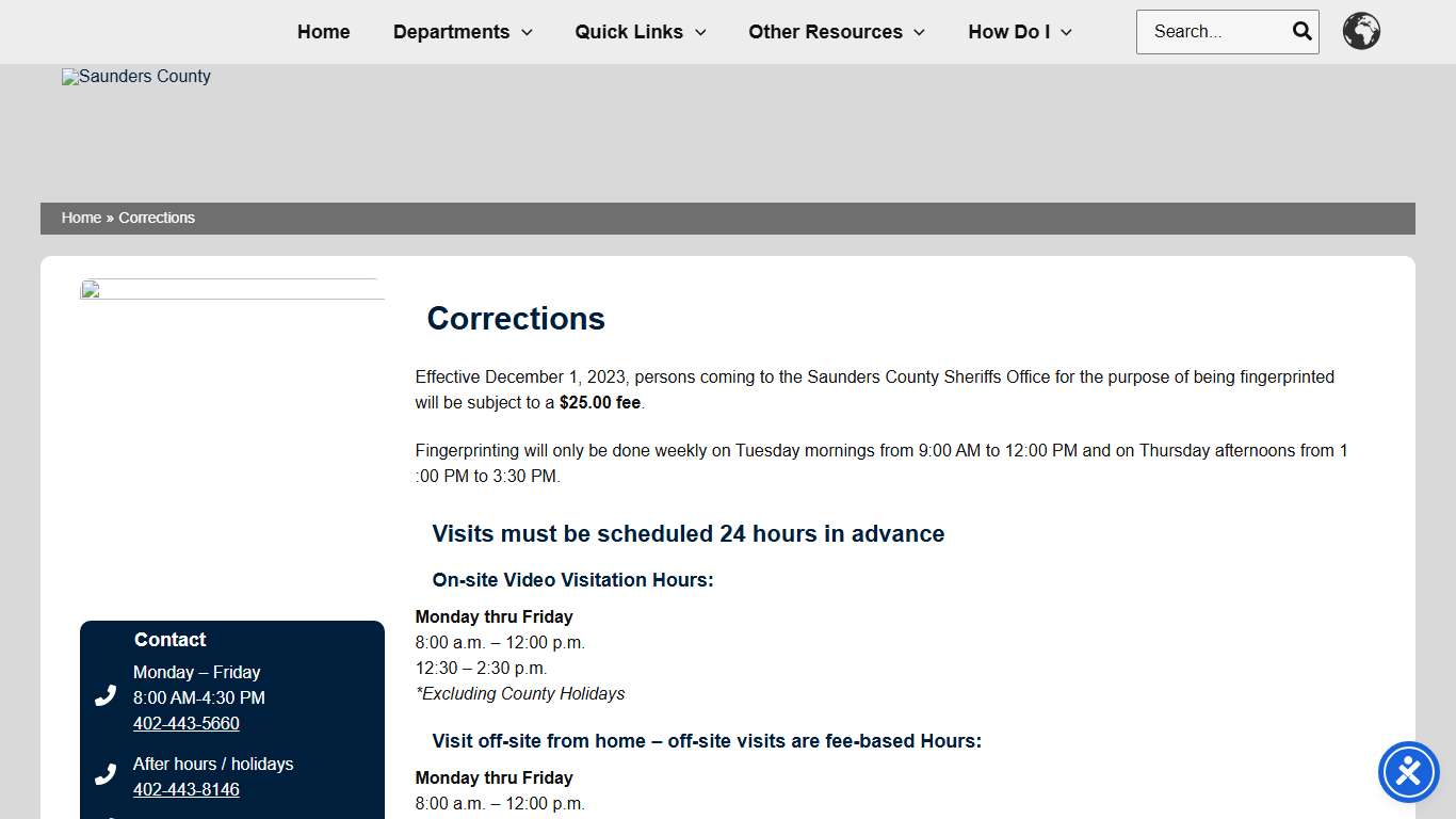 Corrections – Saunders County