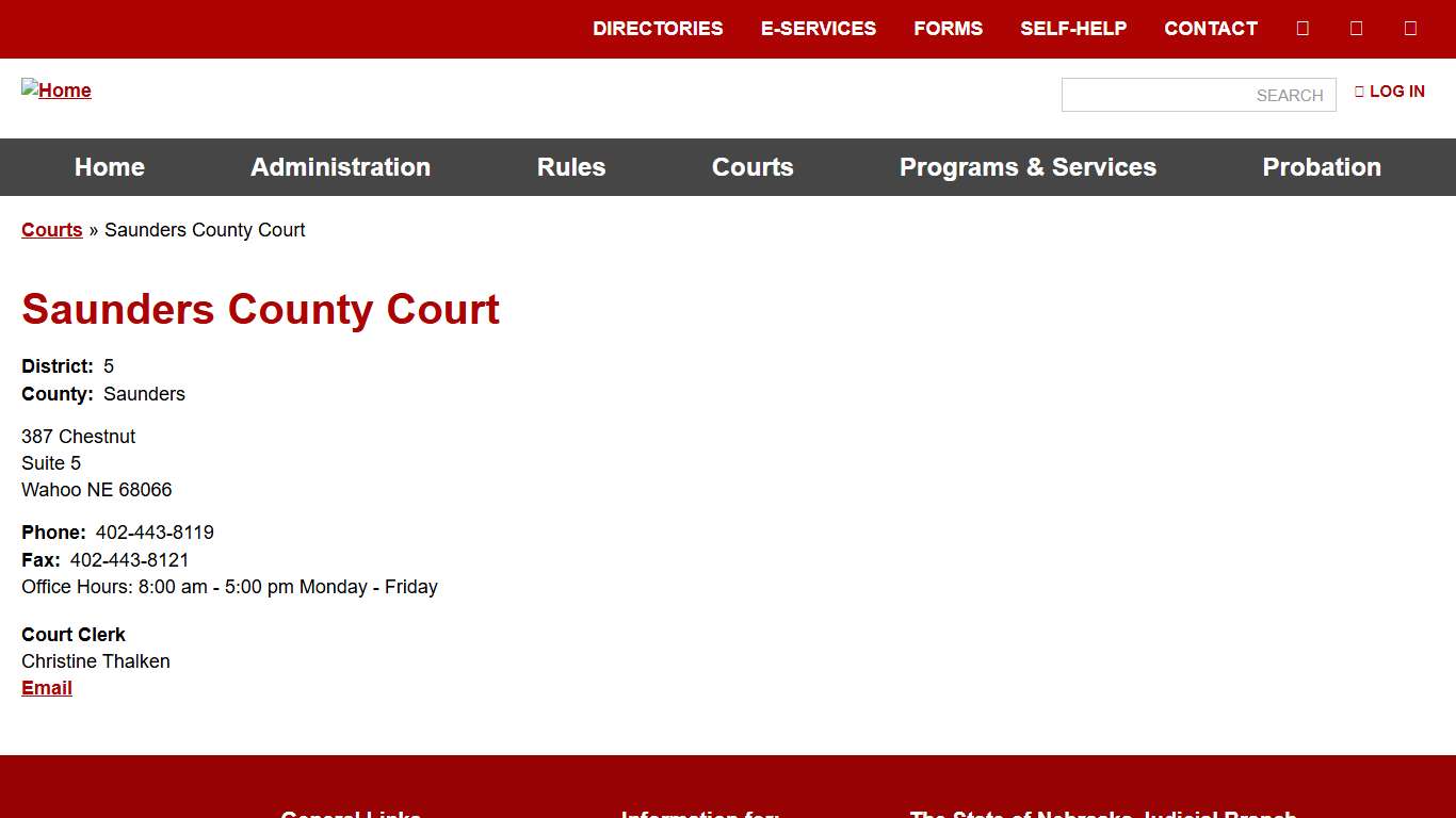 Saunders County Court Nebraska Judicial Branch