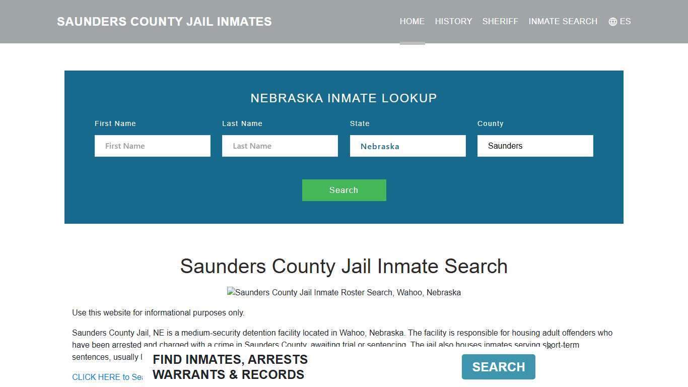 Saunders County Jail Inmate Roster Lookup, Wahoo, NE